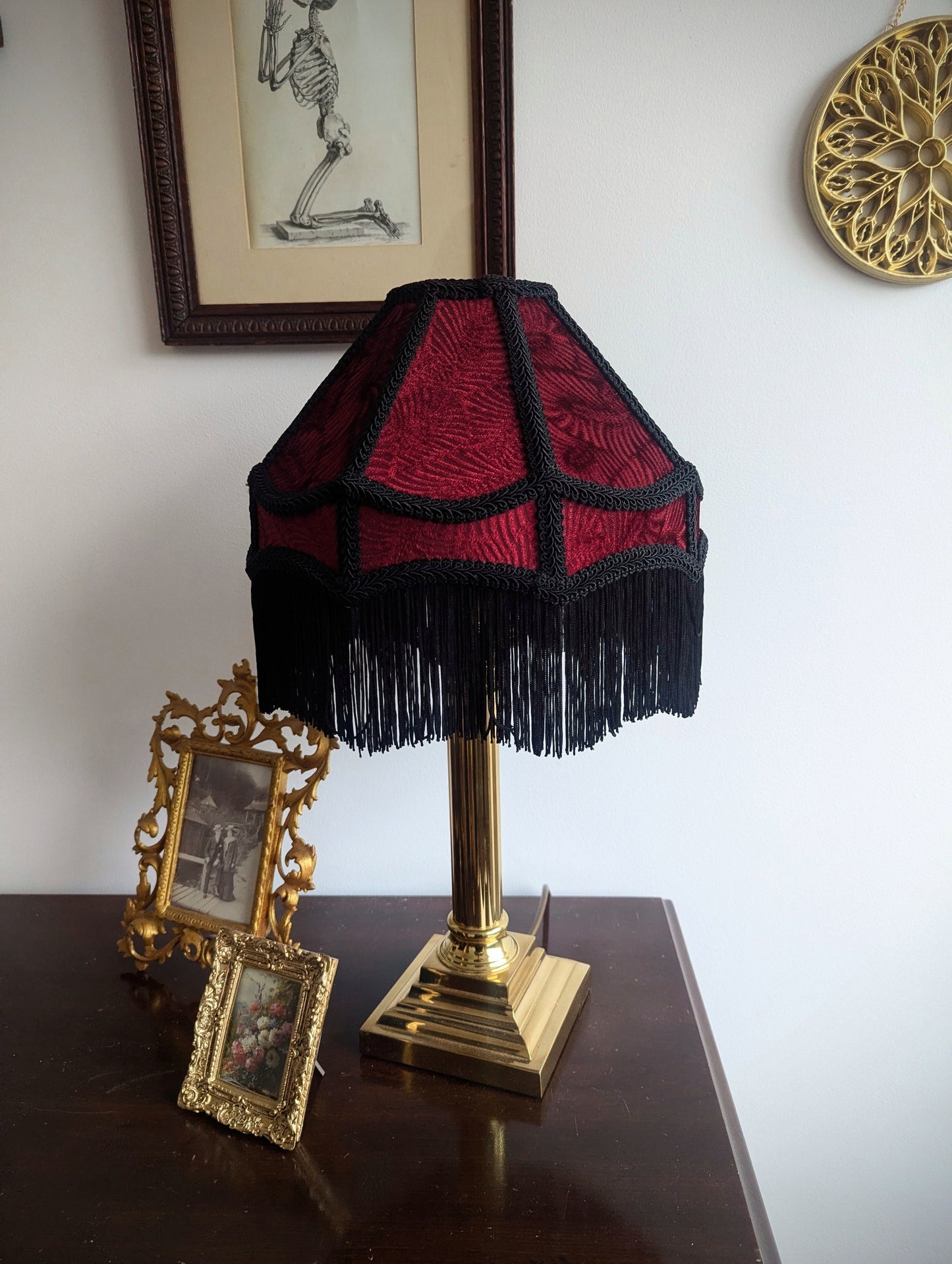 Red Victorian style lampshade