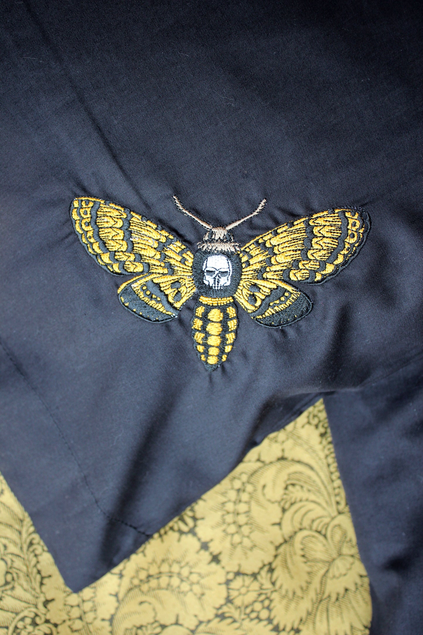 Death Head Moth Embroidered Black Easy Care Pillowcases