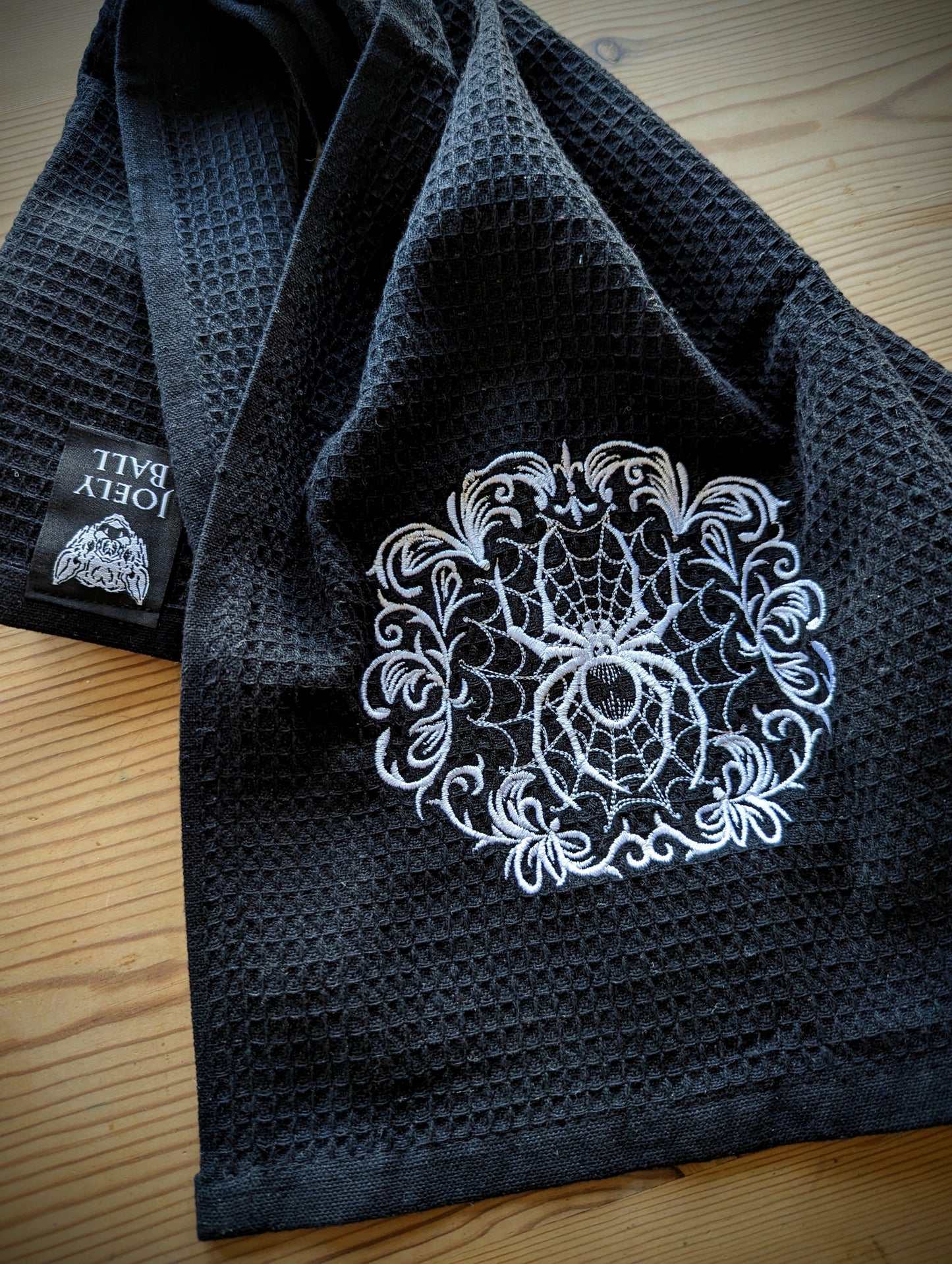 Gothic Spider Cameo Embroidered Tea Towel