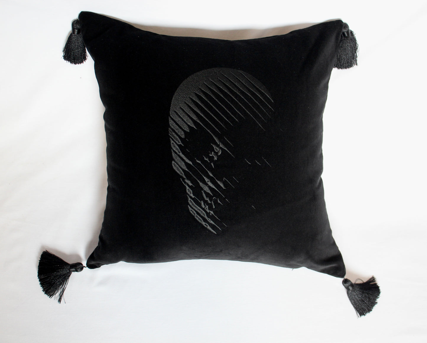 Skull Trompe l'oeil Embroidered Velvet Cushion