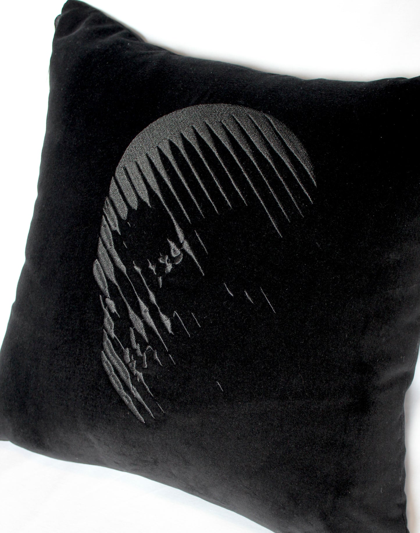 Skull Trompe l'oeil Embroidered Velvet Cushion