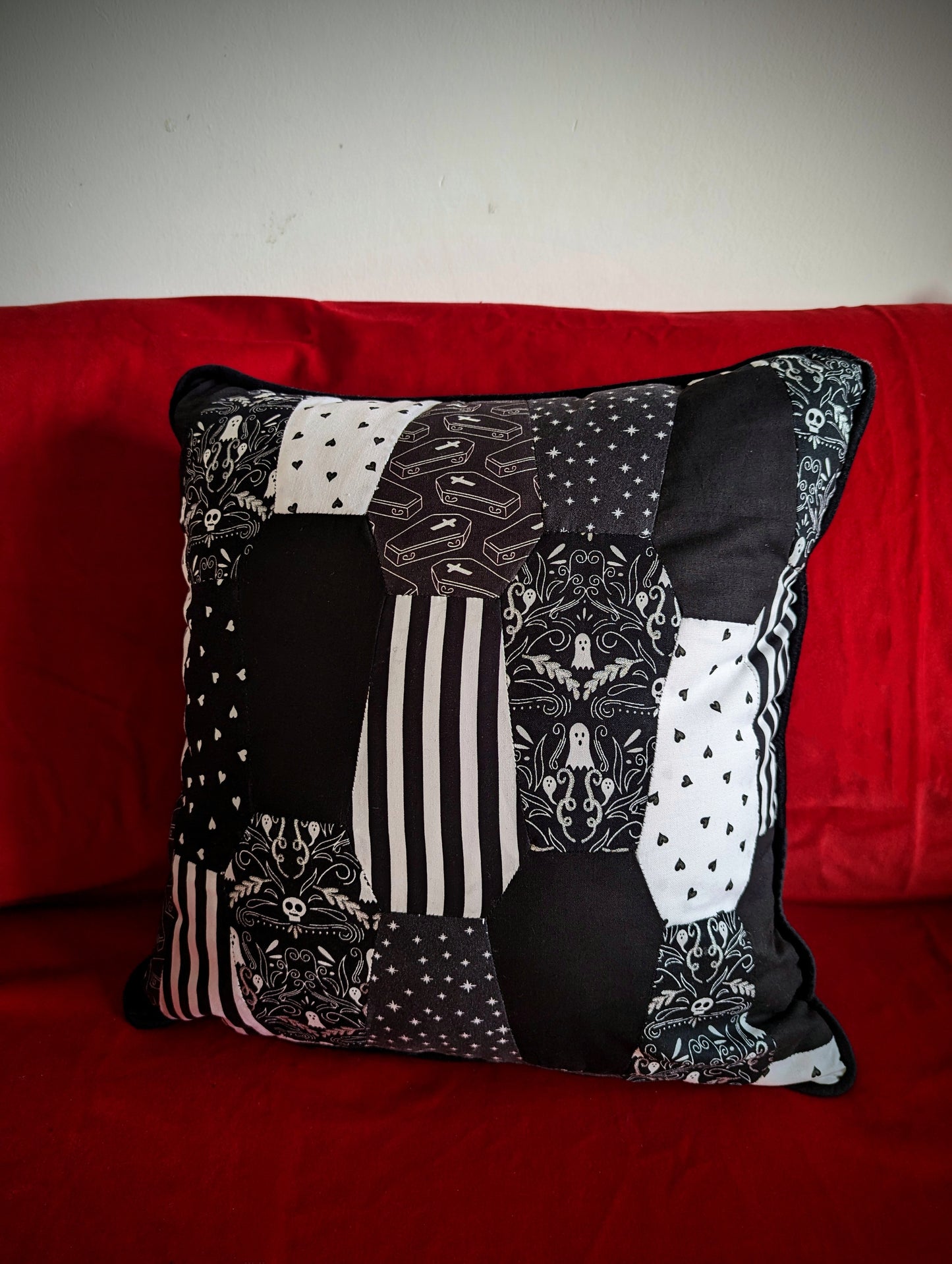 Haunted Coffin Patchwork Cushion