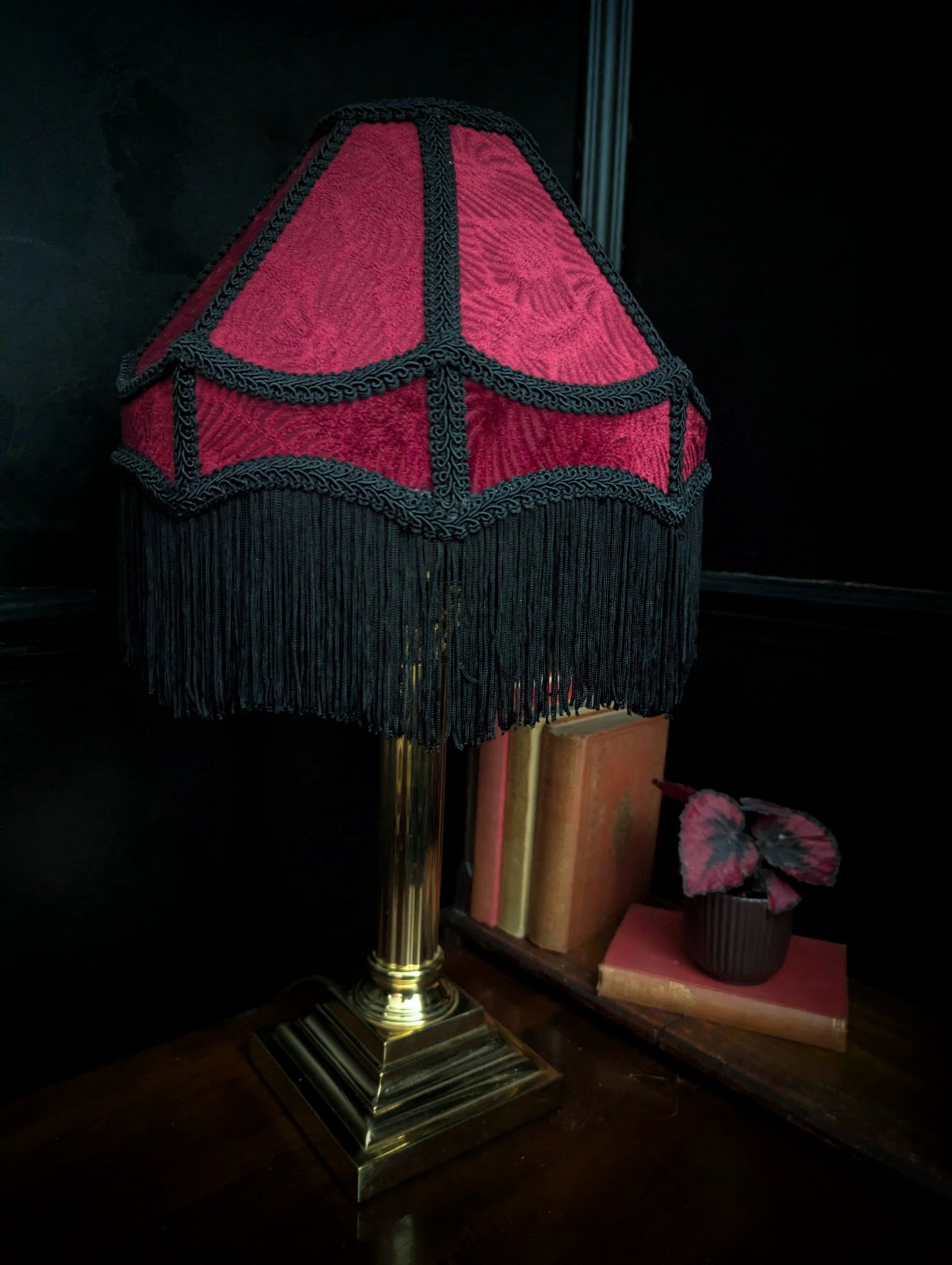Red Victorian style lampshade