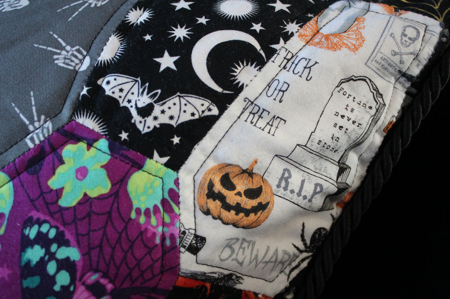 Spooky and Proud Hand-pieced Coffin Patchwork Cushion