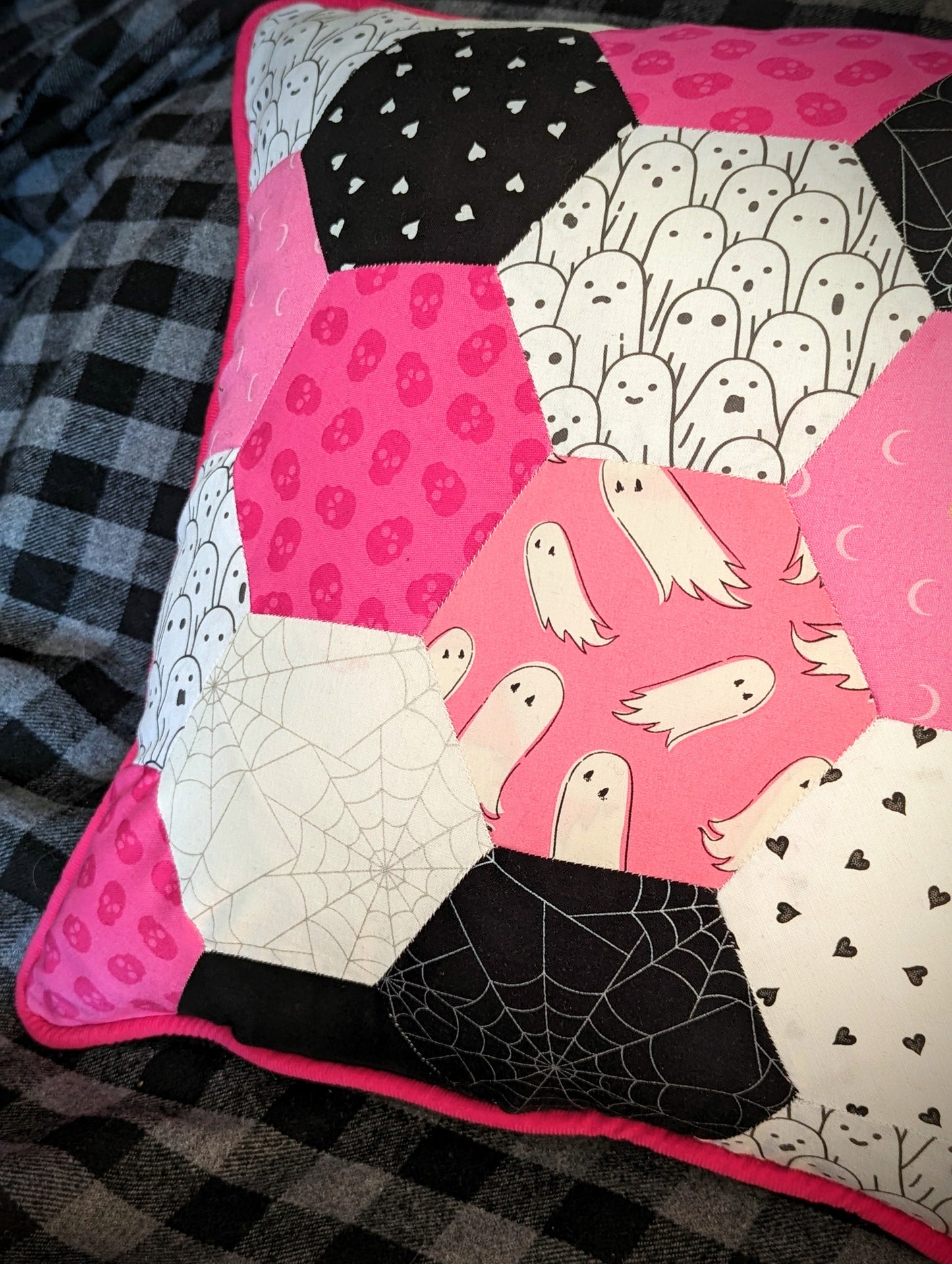 Ghouls Love Pink Patchwork Cushion
