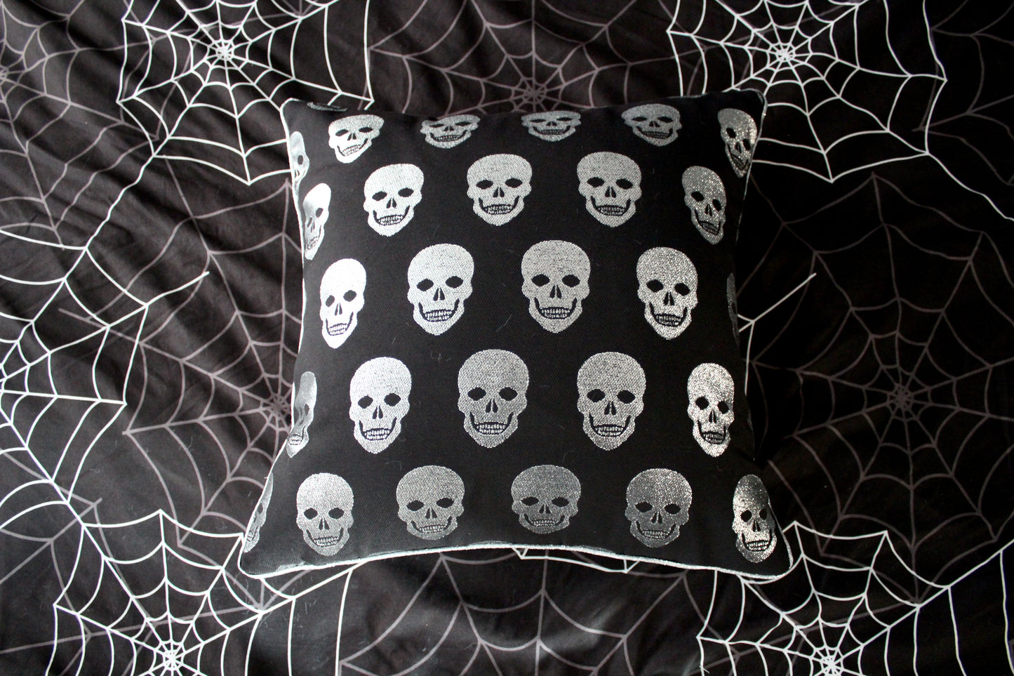 Silver Skull Tapestry Cushion
